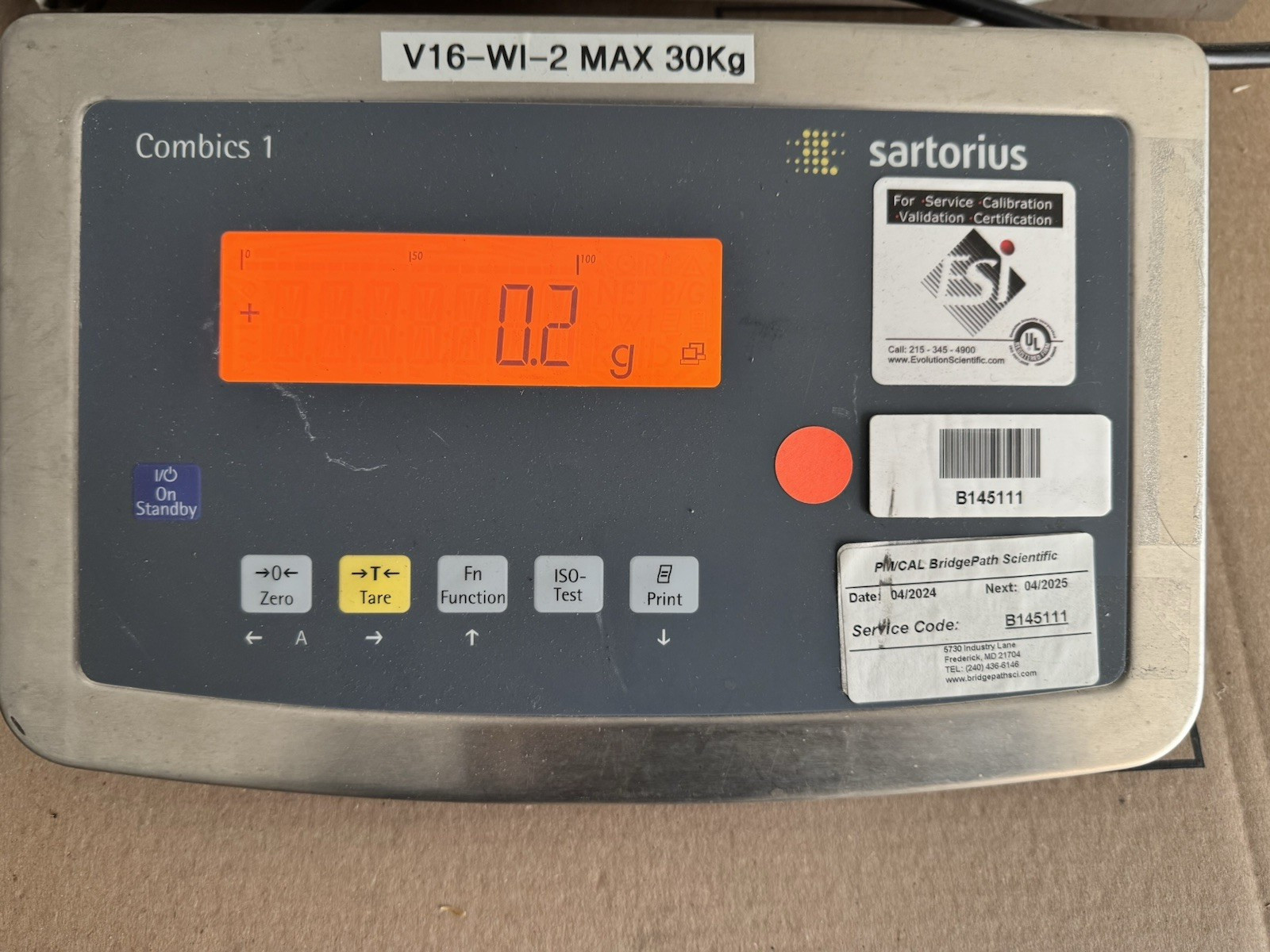 Sartorius Combics 1 Platform Scale. max 30kg CAPS1U-50EE-LU
