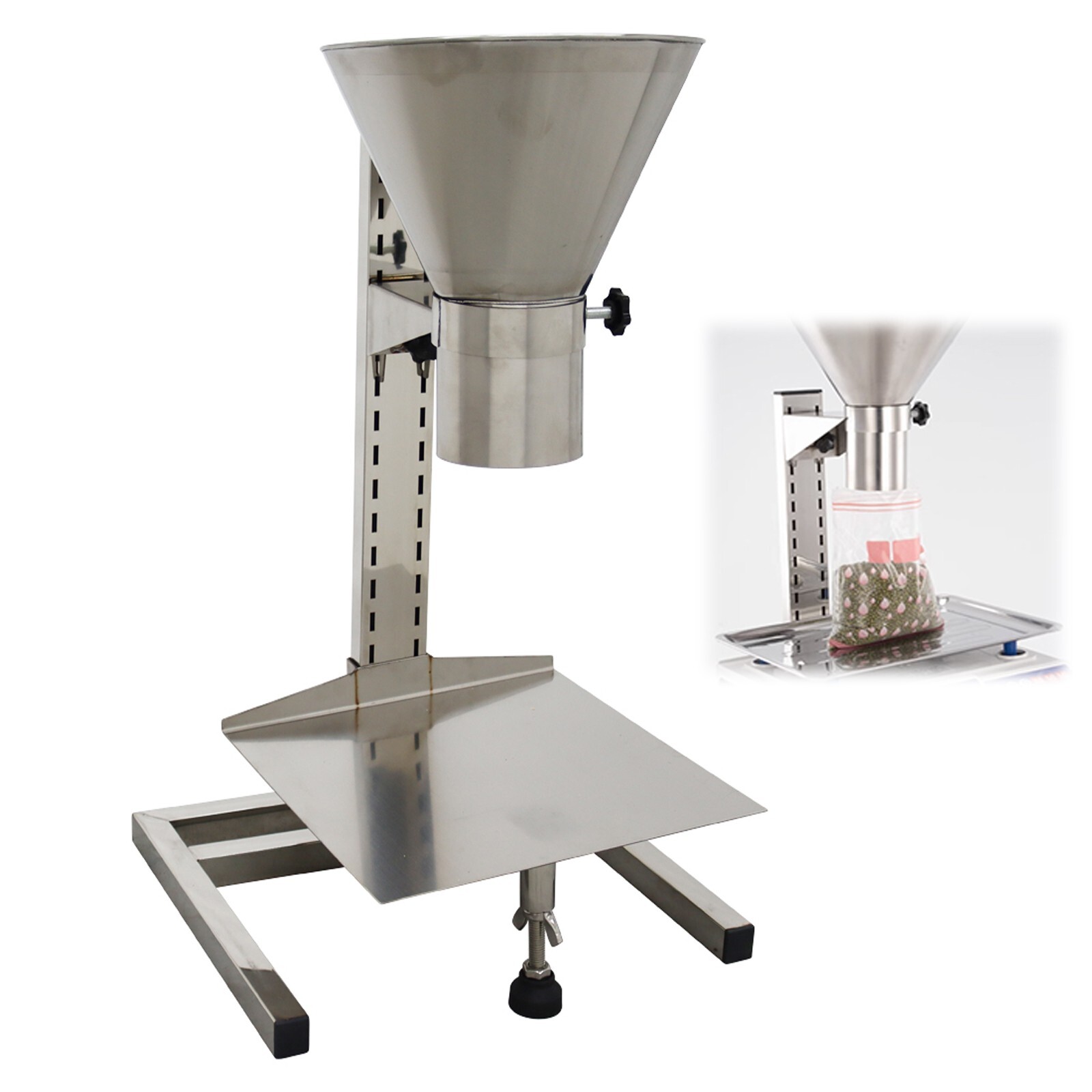 Manual Feeding Hopper Filling Platform Funnel w/Support Stand Adjustable Height