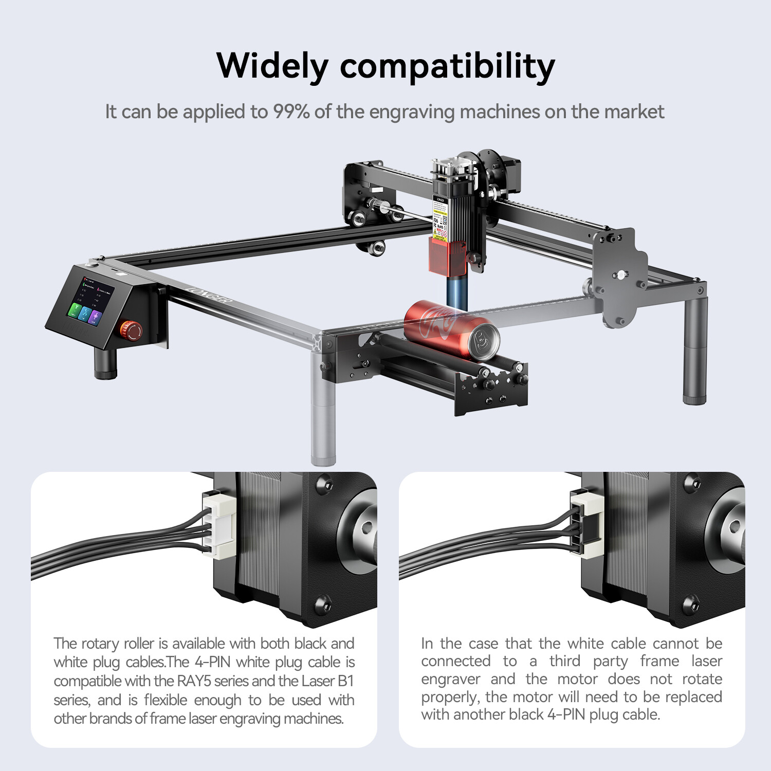 Longer 360° Rotary Roller+Height Extension Kit, Laser Engraver Accessories