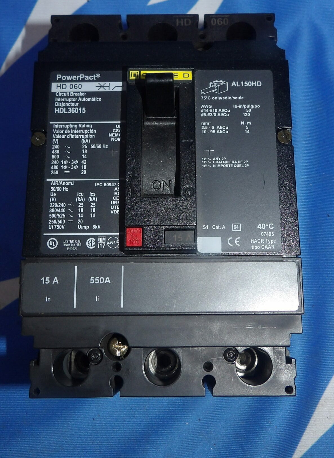 Square D Powerpact HDL36015 3 Pole 600V Circuit Breaker + 1 Year Warranty