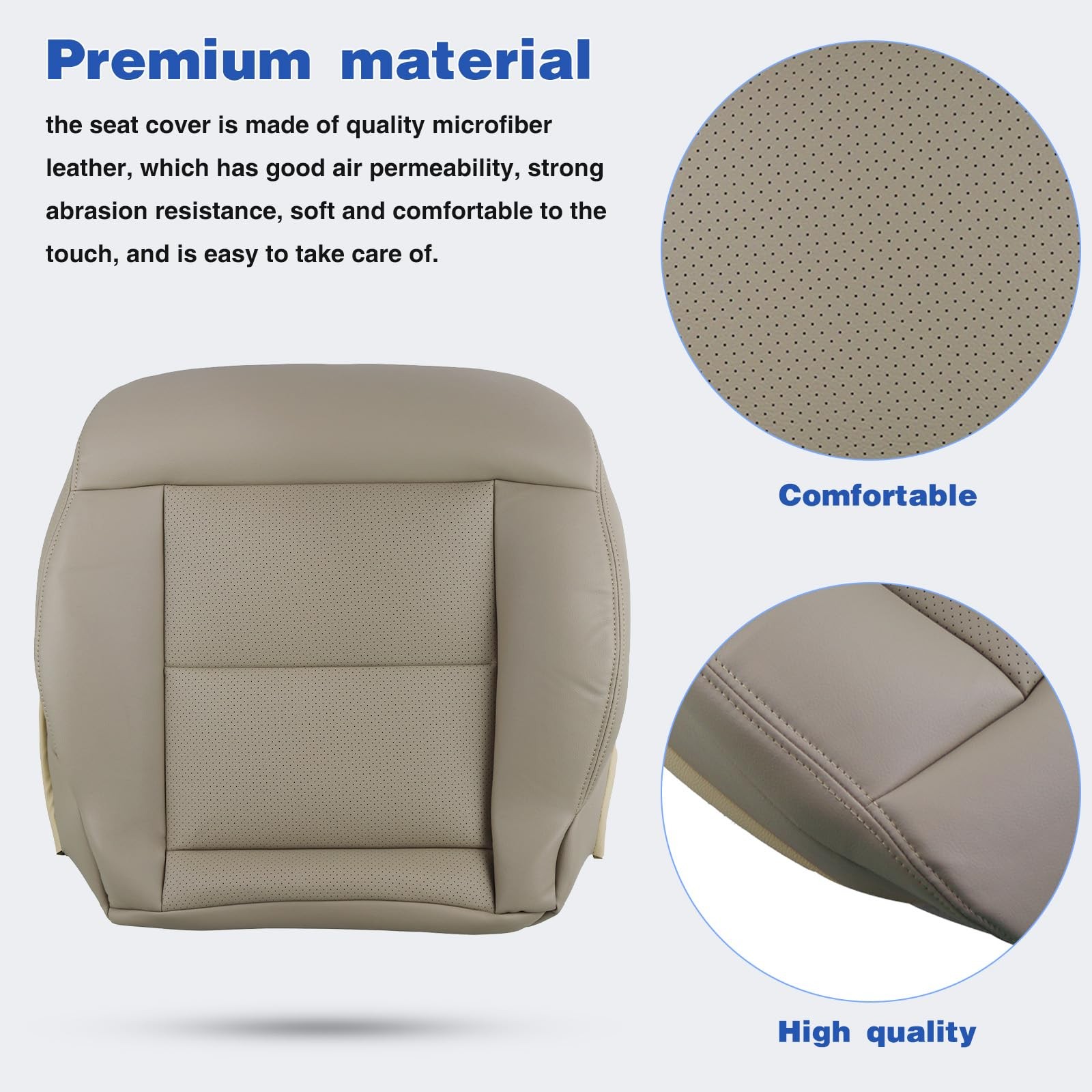 Tan Microfiber Leather Front Bottom Seat Covers Mercedes E200E250E300E350 14-16