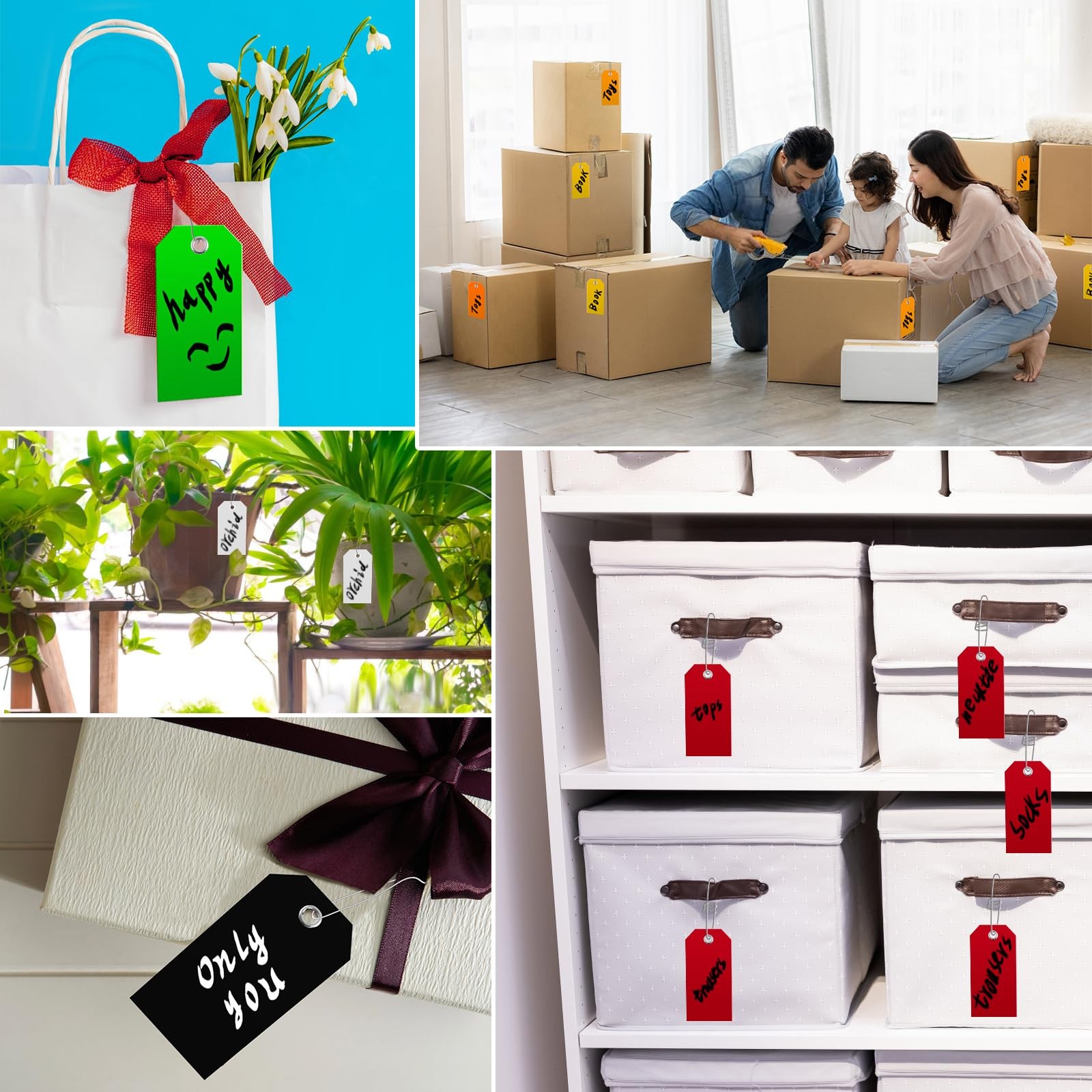 100 Pcs Large Plastic Shipping Tags with Wire Attached Heavy Duty Blank Water…