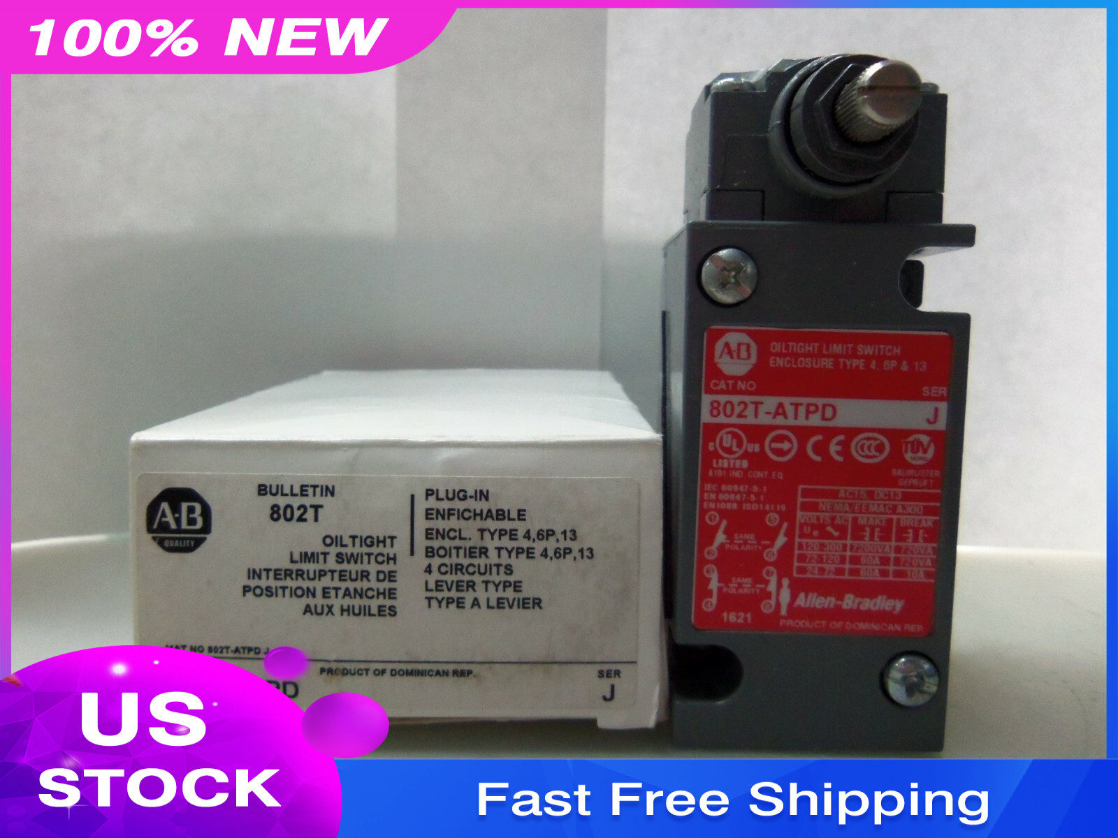 New Allen Bradley 802T-ATPD OilTight Limit Switch Series J NIB
