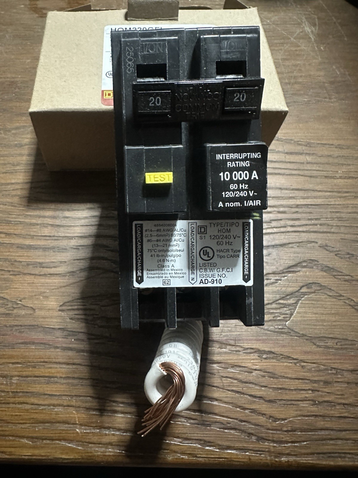⚡ Square D Homeline 20A 2-Pole GFCI Circuit Breaker HOM220GFI