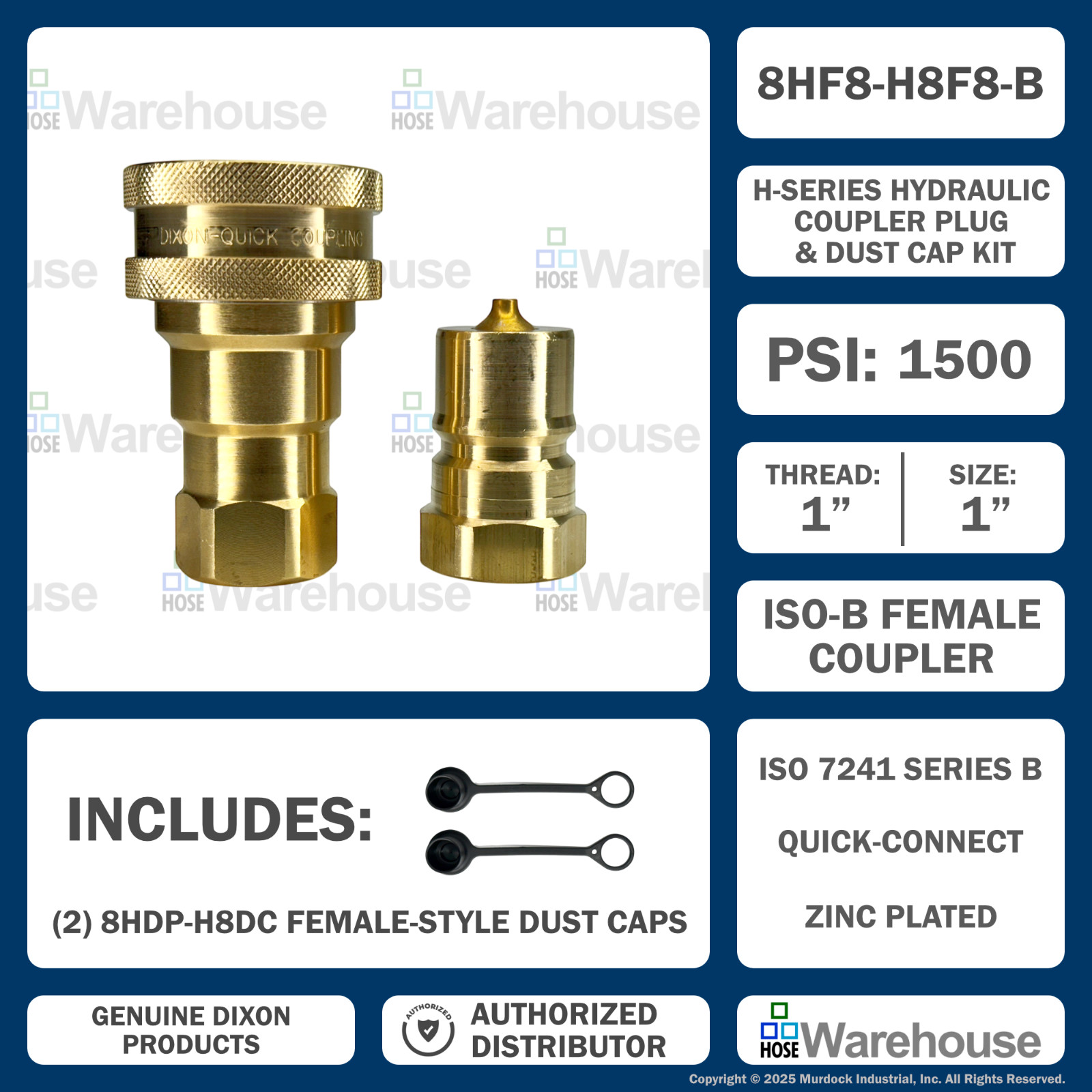Genuine Dixon H-Series 1″ ISO-B Kit – 8HF8-B, H8F8-B, (2) 8HDP-H8DC – 3000 PSI