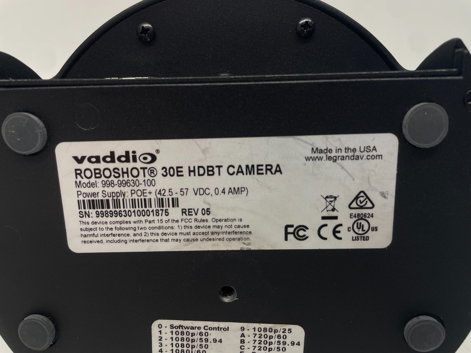 Vaddio RoboSHOT 30E HDBT IP Camera System (Black) 999-99630-000