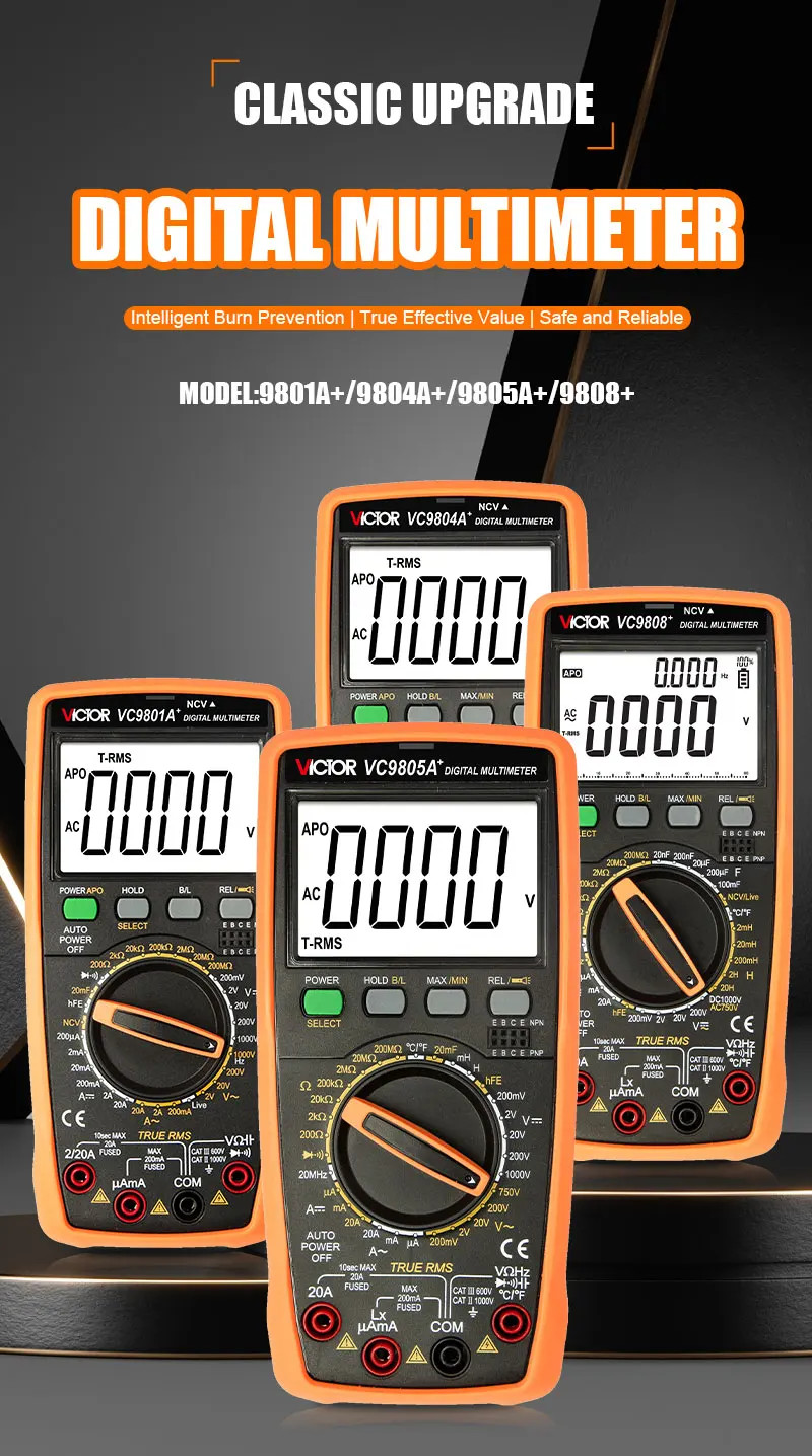 Digital Multimeter Voltage Tester Capacimeter Frequency Temperature Measuring