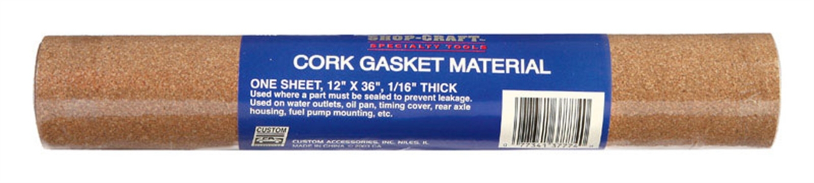 Custom Accessories 37774 Cork Brown Type-1 Gasket Material 36 L x 12 W in.