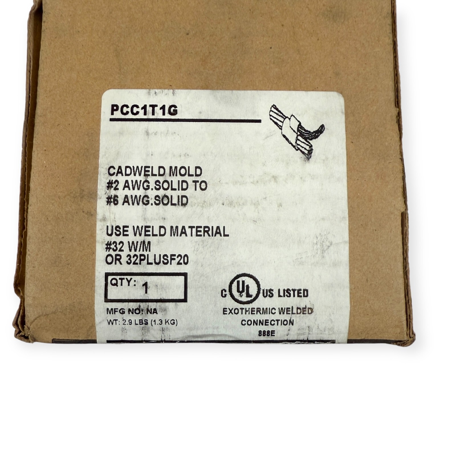 Erico Cadweld PCC1T1G Graphite Mold for Welding Cable to Cable #32 Material