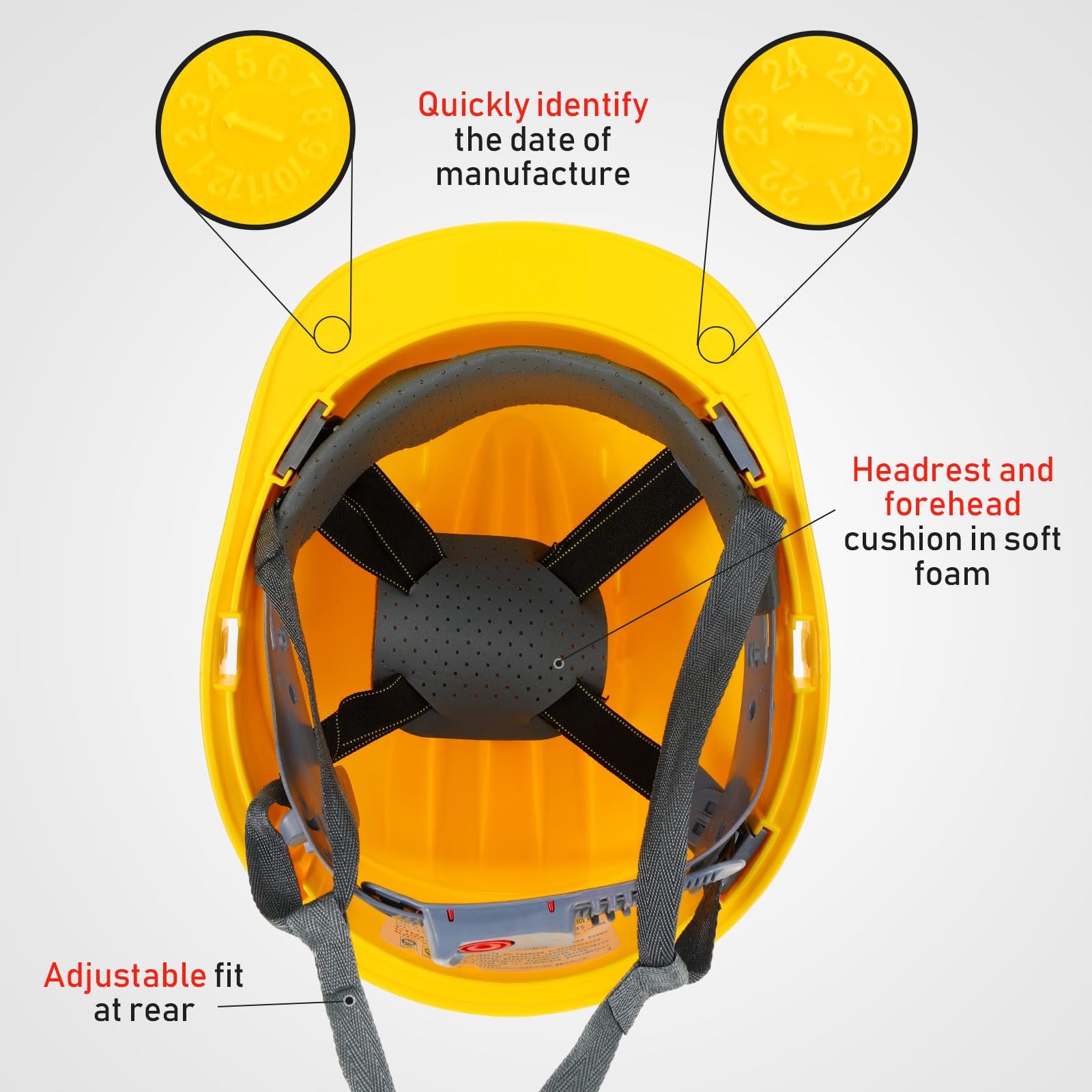 14 Pieces 4 Pt. Suspension Hard Hat Bulk Safety One Size, Yellow