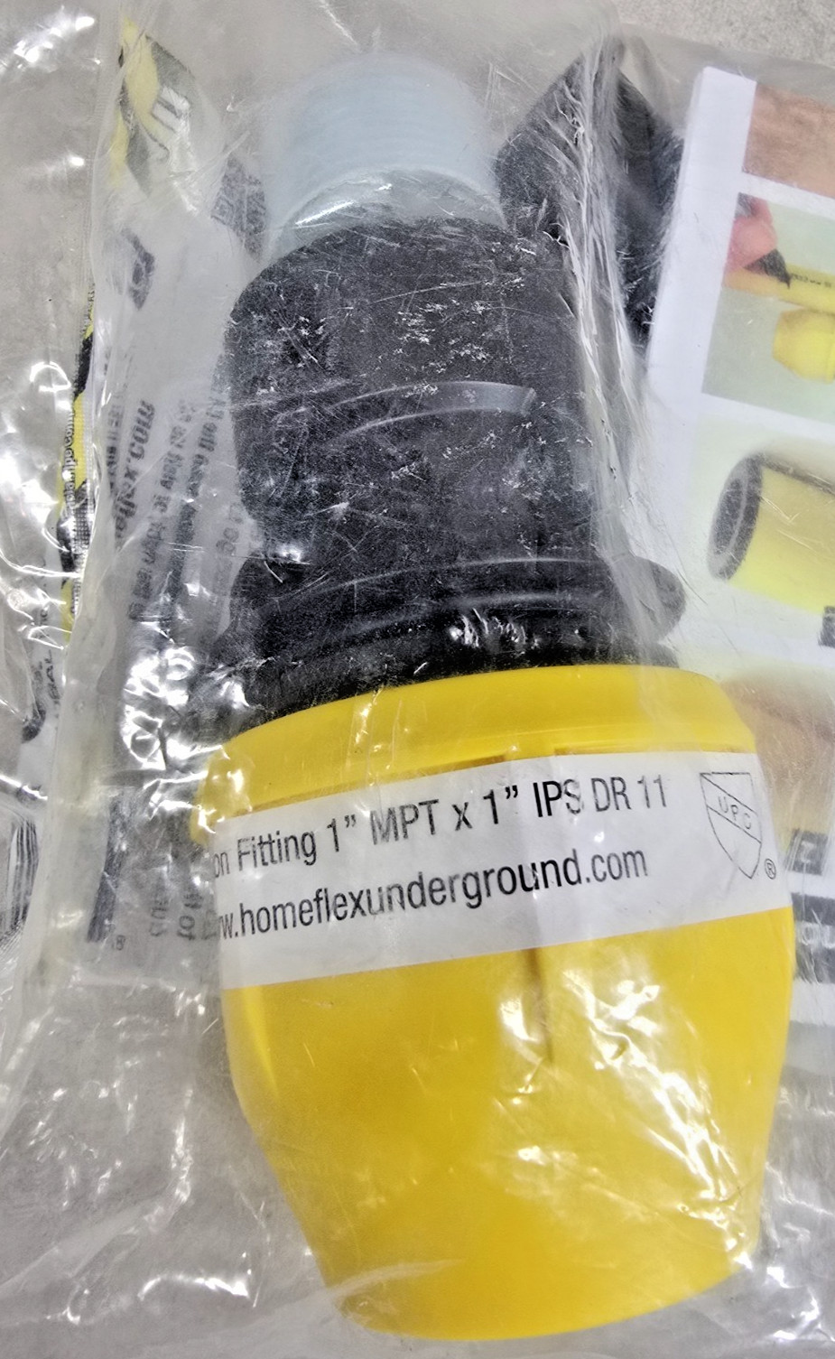 HOME-FLEX 1″ Polyproylene Underground Yellow Poly Gas Pipe Conversion Fitting