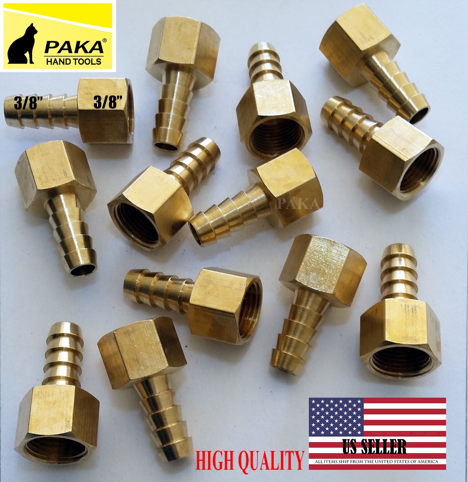 10PC- 3/8″ HOSE BARB X 3/8 FEMALE NPT Brass Pipe Fitting Thread Gas Fuel Water