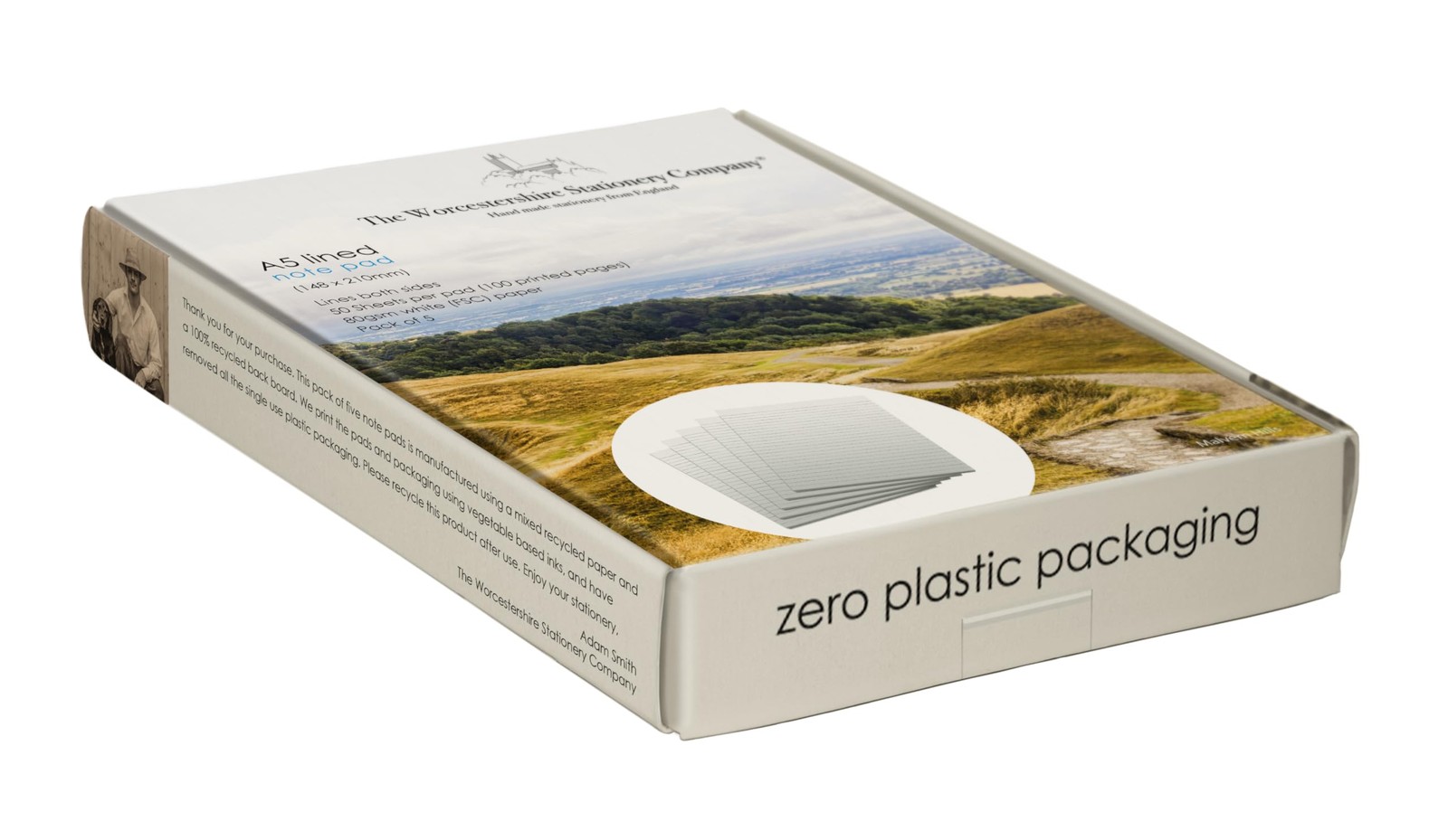 5.8 x 8.3 (A5) Lined Note pad, Pack of 5, Zero Plastic Packaging (Lined (no m…