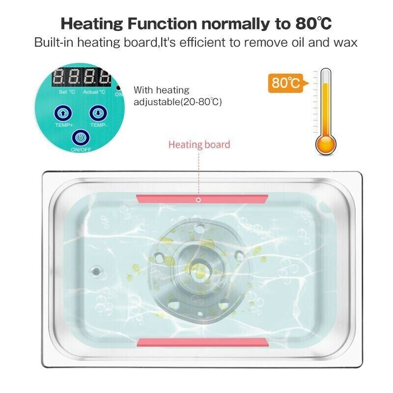 AIPOI Ultrasonic Cleaner with Timer Heating Machine Digital Sonic Cleaner SUS304