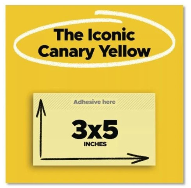 Post-it Notes Pads in Canary Yellow, Value PK, 3″x5″, 100 Sheets/Pad, 24 Pads/PK