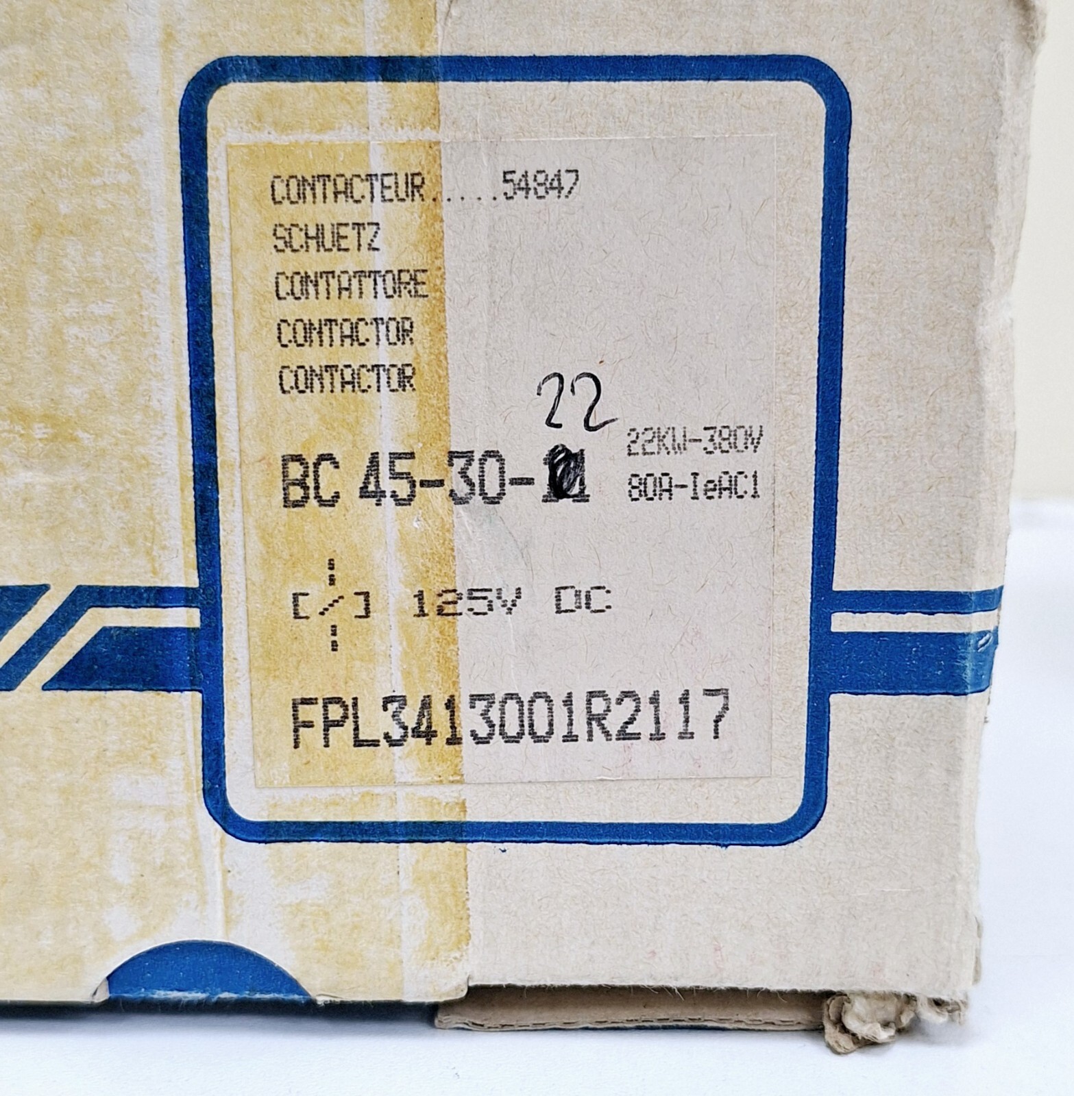 BBC Petercem BC45 / BC45-30-22 Contactor 22KW-380V 80A