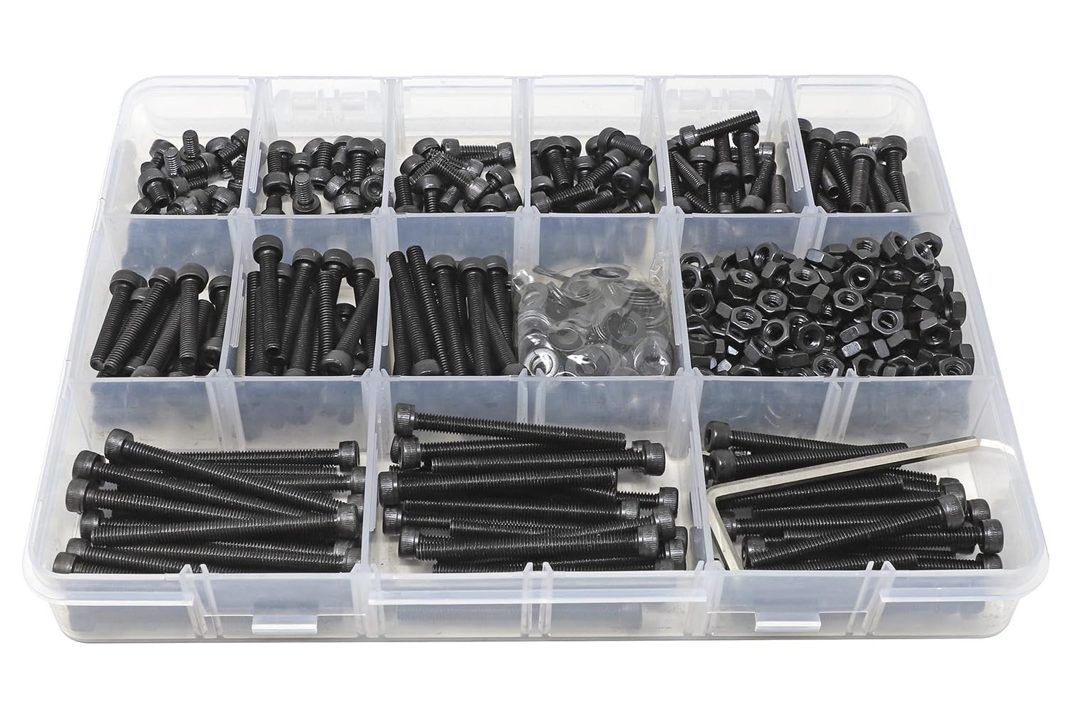 M4x6-50mm Hex Socket Screws, 240 Pcs, Black Oxide