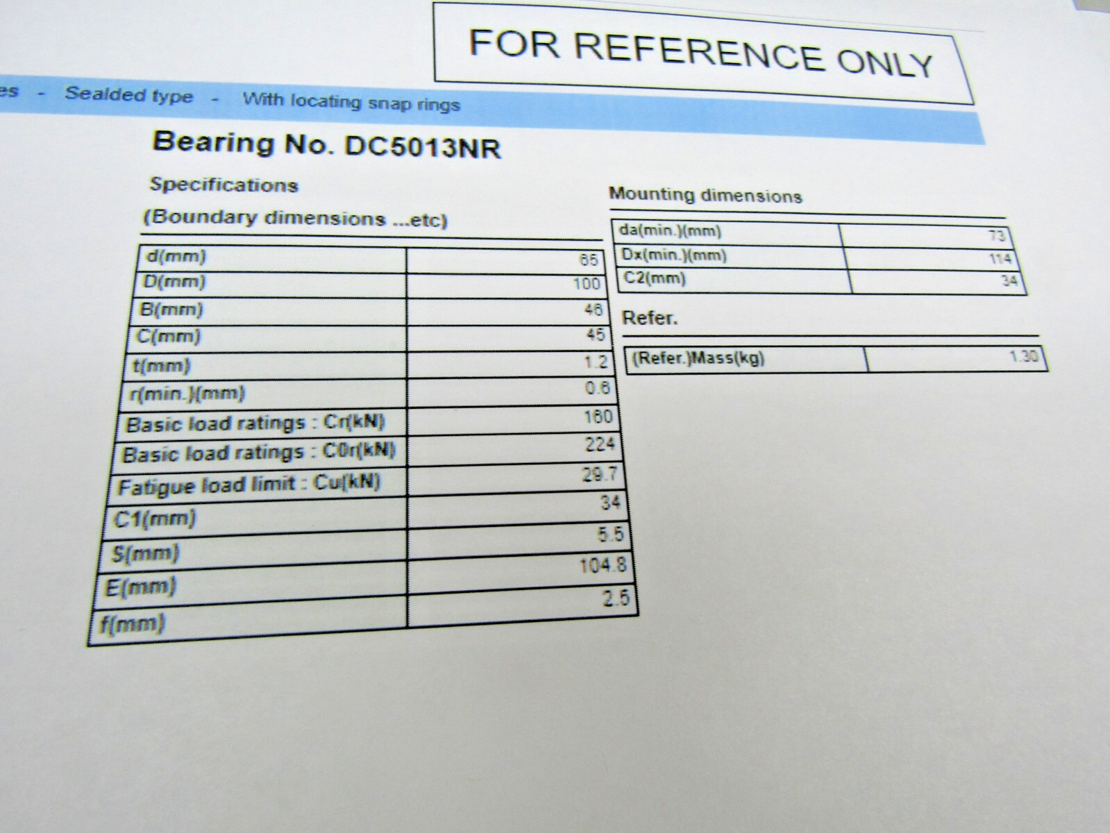 Koyo DC5013NR 65mm X 100mm X 46mm Cylindrical Roller Bearing with Snap Rings