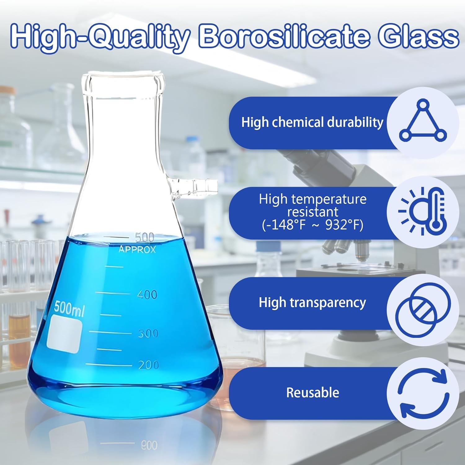500 mL Buchner Funnel Filtering Vacuum Filtering Flask w/ Handheld Vacuum Pump