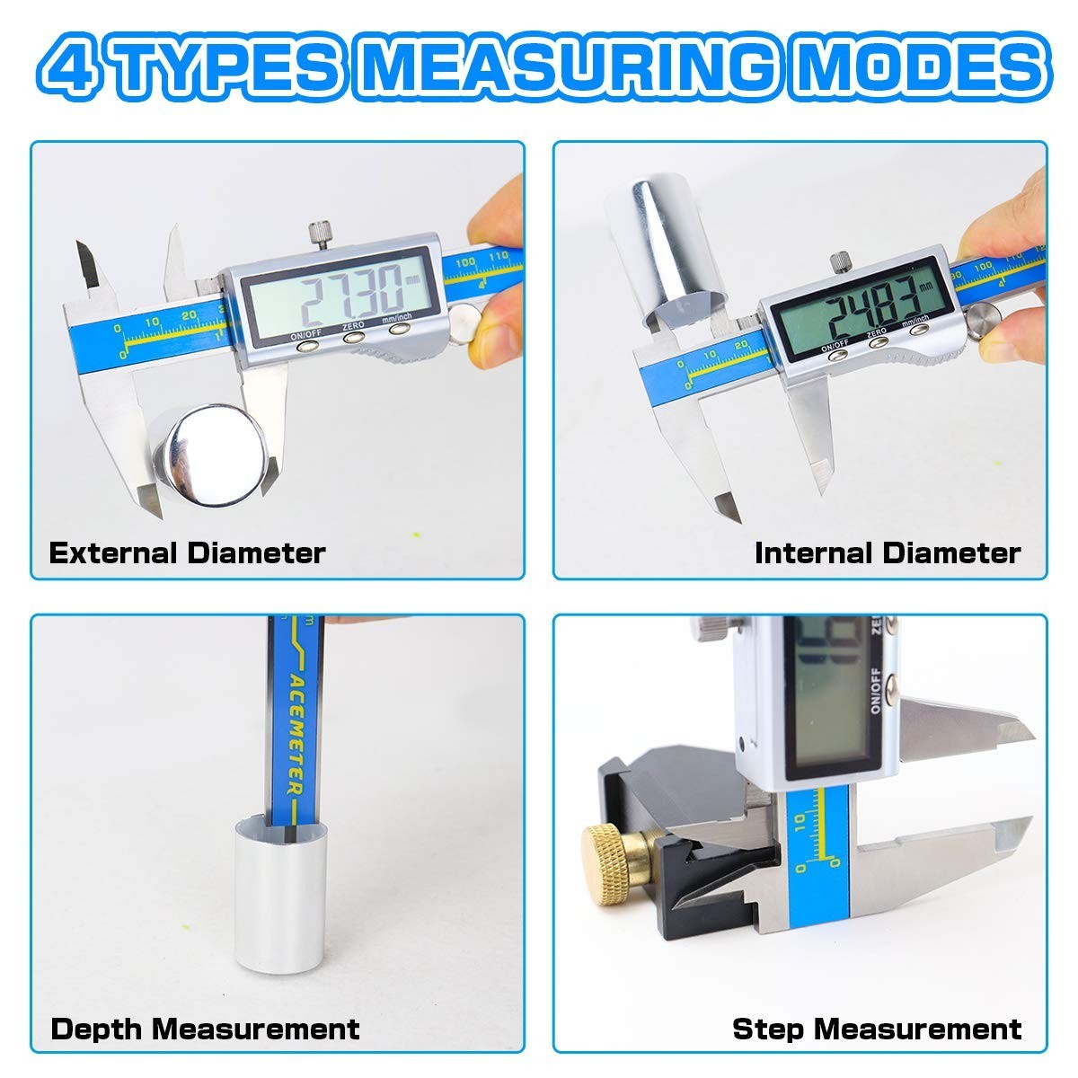Large LCD Digital Caliper 6″ – Inch/Millimeter, Waterproof with Protective Case