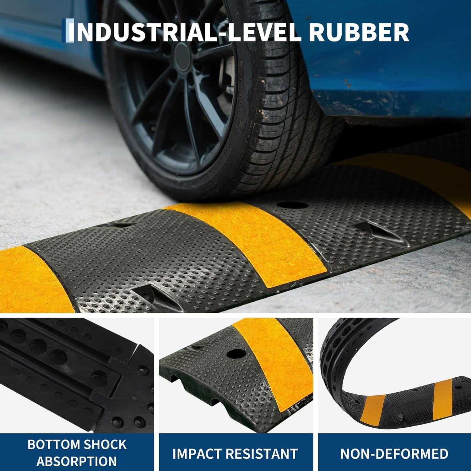 2 Pack of Rubber Speed Bumps 6 ft Heavy Duty for Driveway Parking 25000 LBS Load