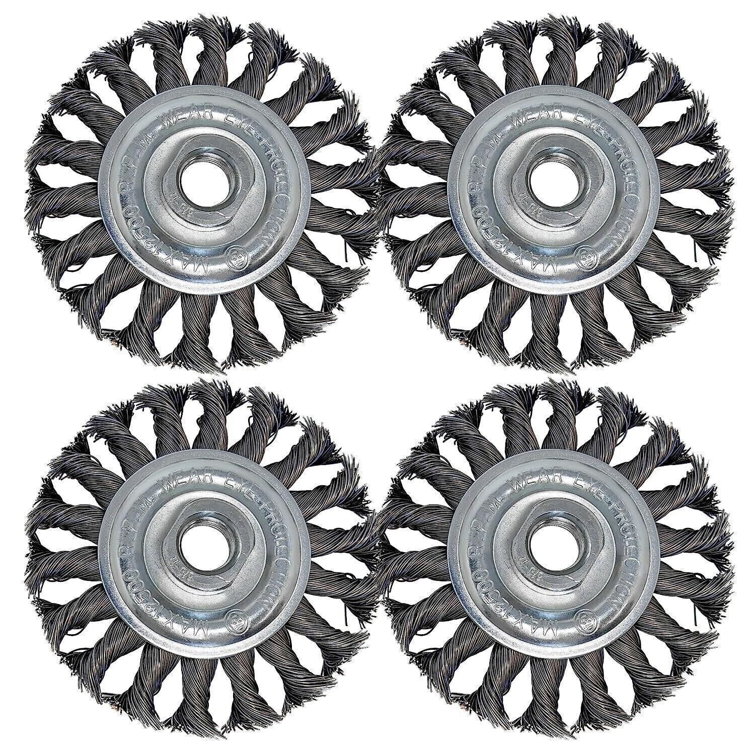 LINE10 Tools 4pk 4-Inch Knotted Circular Wire Wheel Brush for Angle Grinder,…