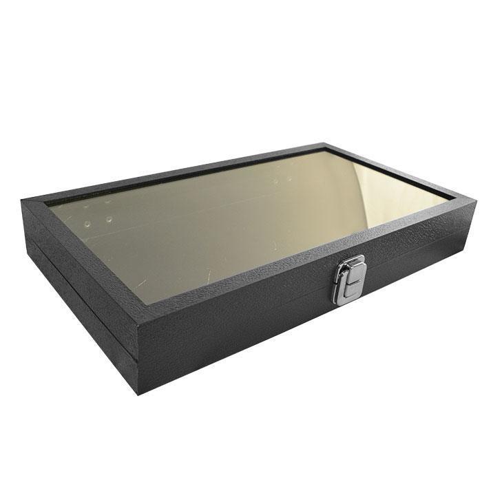 1 Glass Top Lid Black 50 Jar Box Case Display Gems Body Jewelry Gold Nuggets