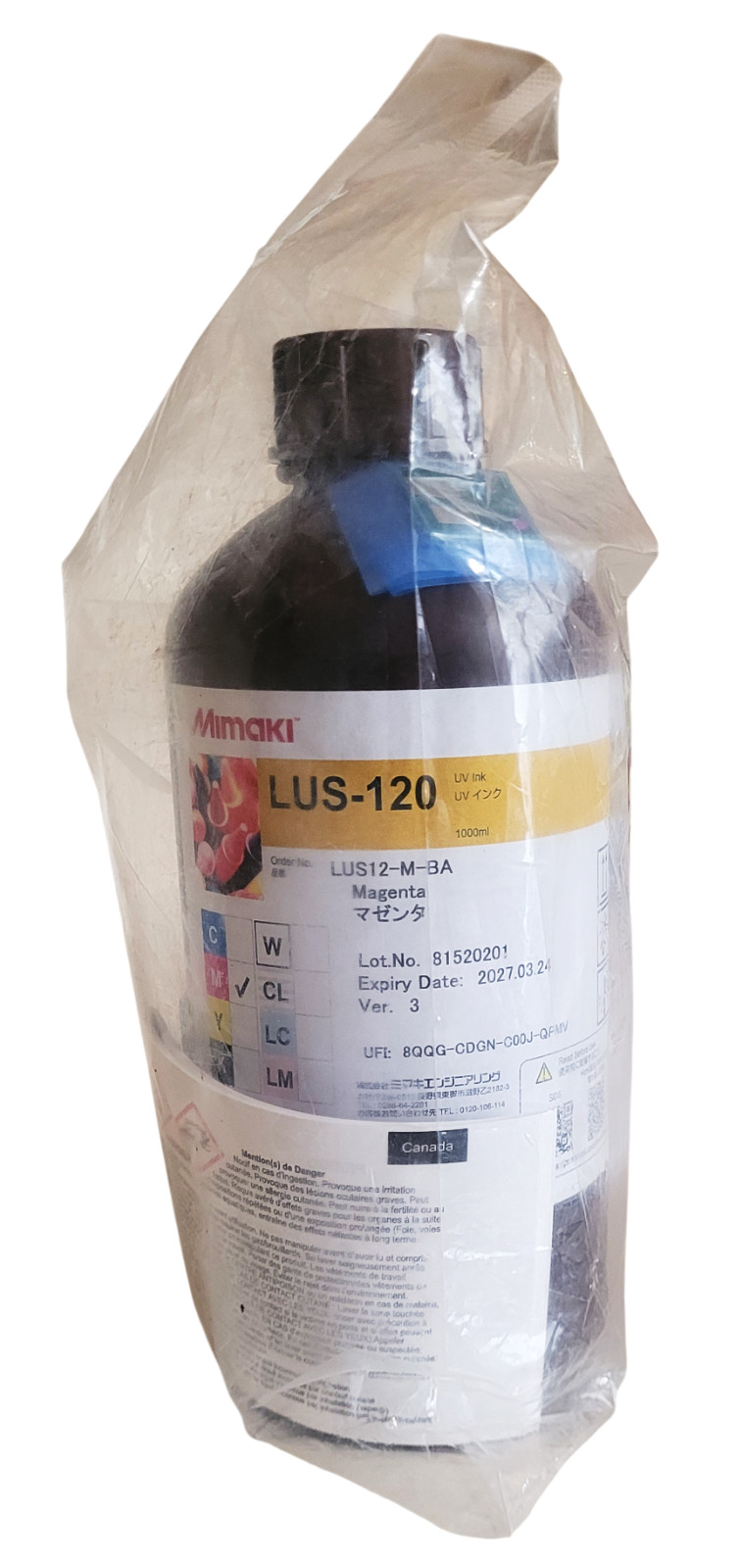 Mimaki LUS-120 LUS120 Magenta LUS12-M-BA UV Ink Exp: 03-2027