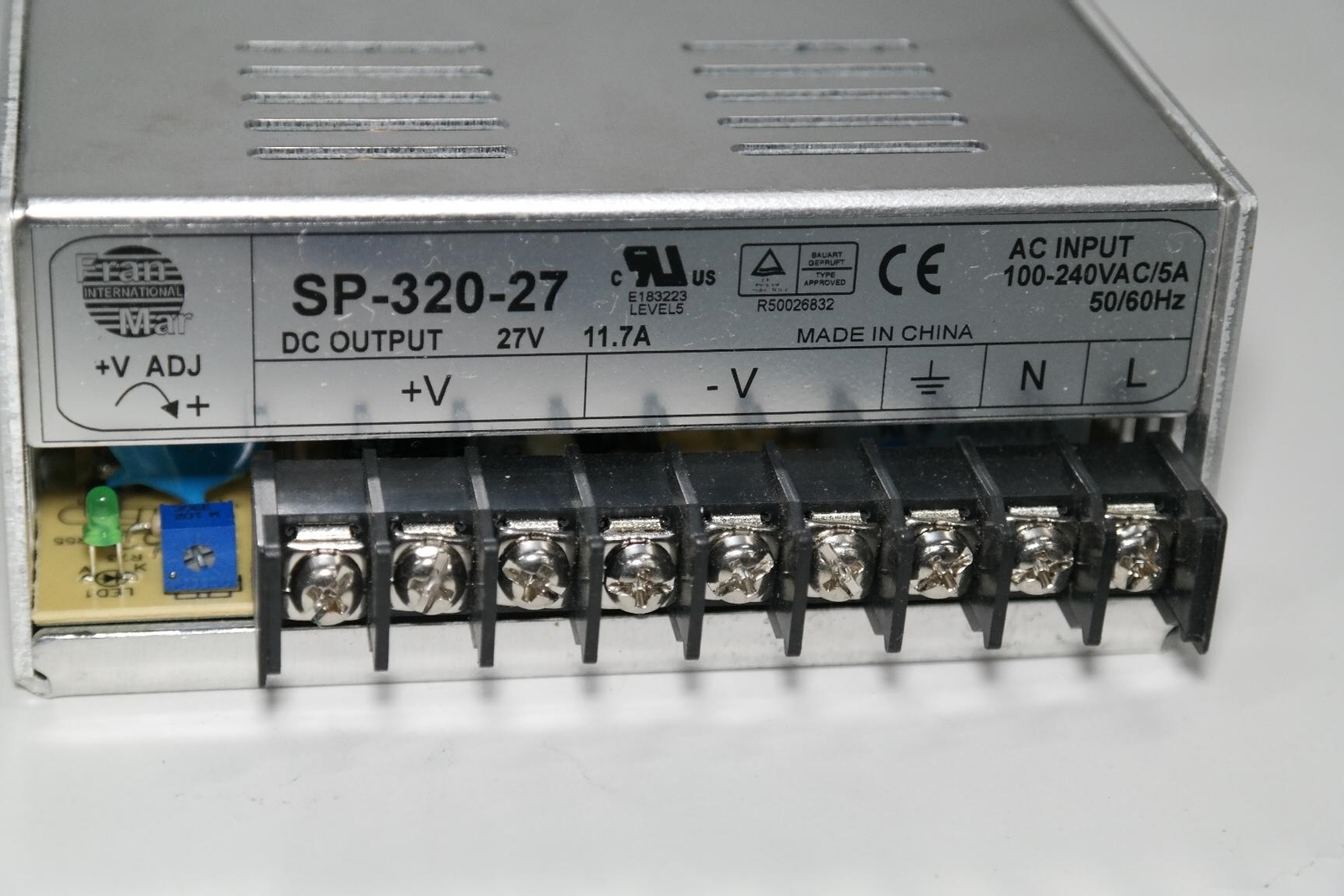 MEAN WELL SP-320-27 SWITCHING POWER SUPPLY-=|135-264V AC IN|27V DC 11.7A OUT|=-