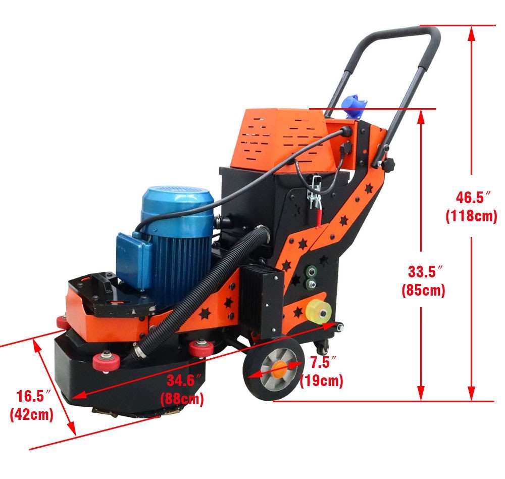 220V 5.4HP Concrete Floor Grinding Polishing Machine 16.14″Grind Wide 6pcs Head