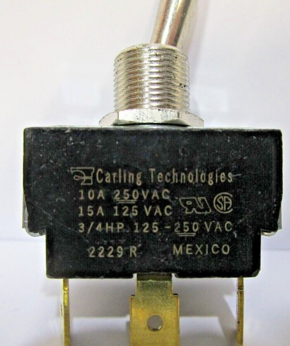 Carling Toggle Switch 2229R 3/4 hp 125-250 VAC 10A 250VAC 15A 125VAC