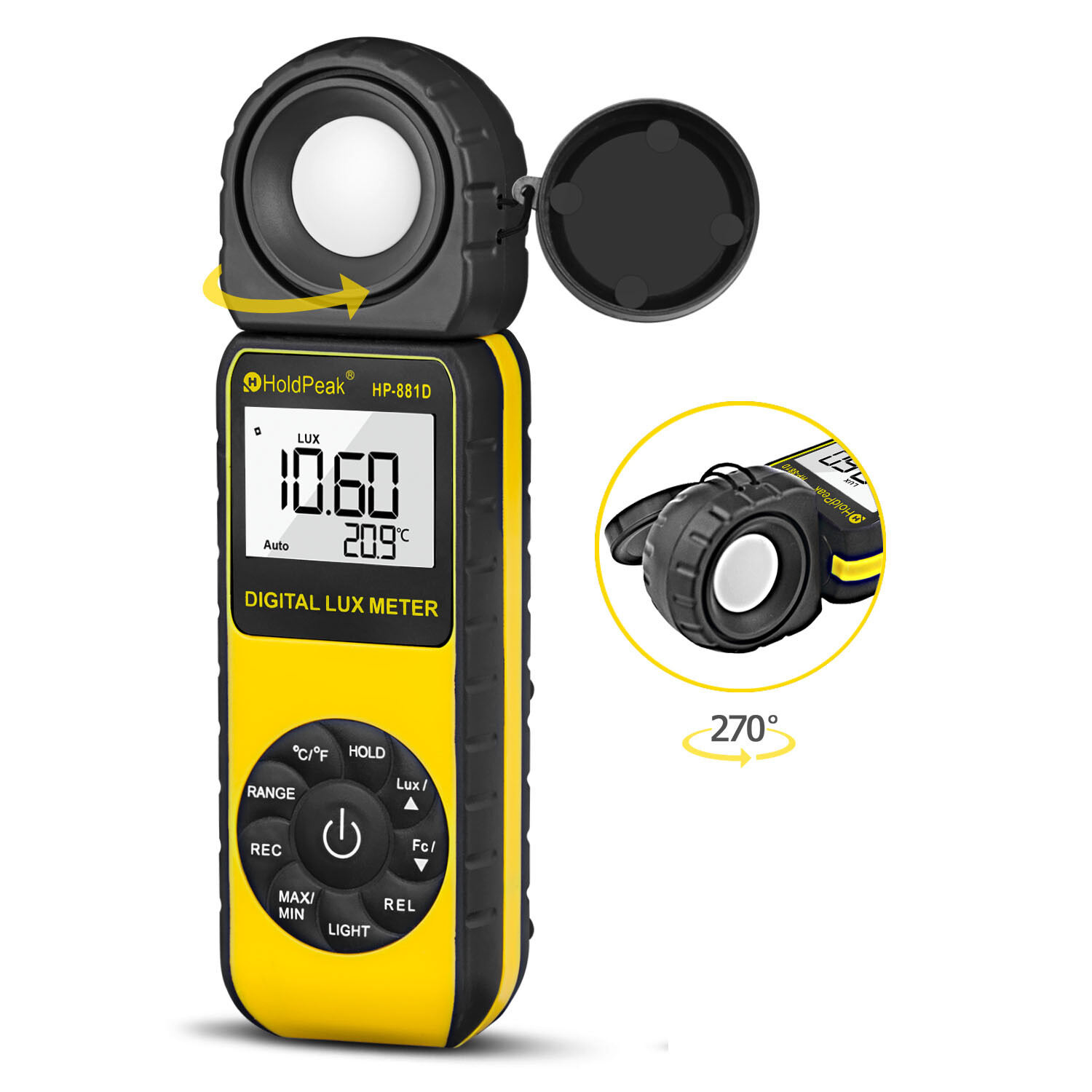 HoldPeak Digital Illuminance Light Meter 400,000Lux Lux/Fc Luxmeter Photometer