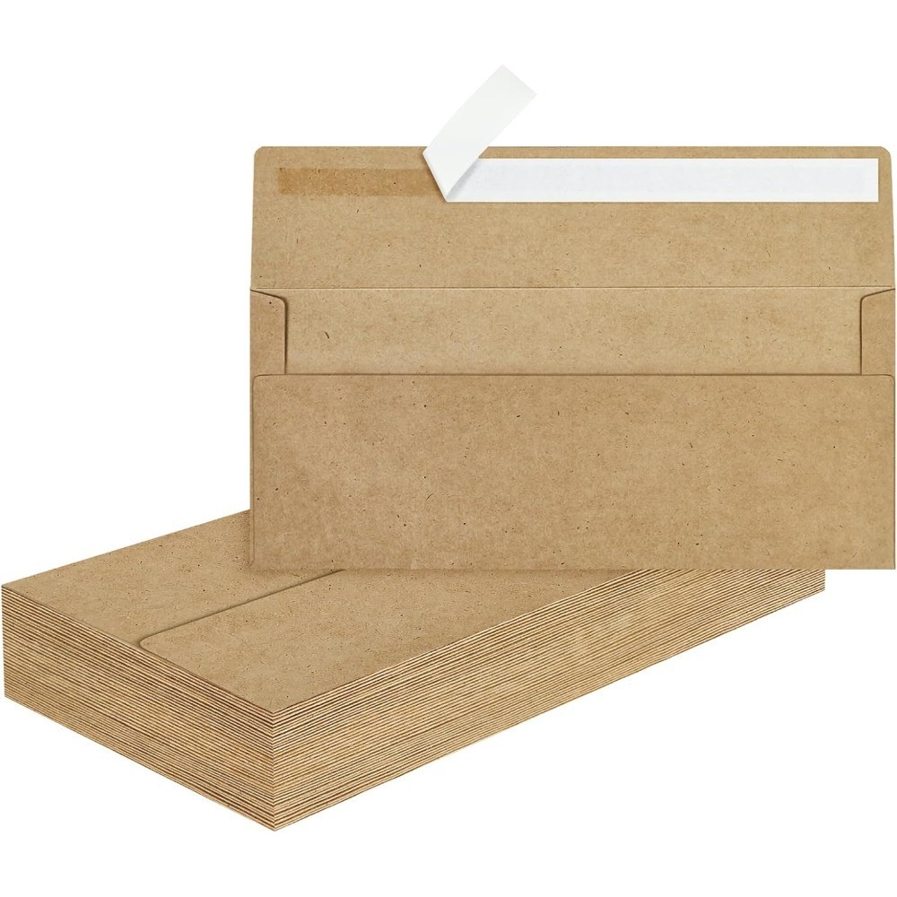 Kraft #10 Business Envelopes 50 Pack Self Seal Standard Size 4.125 x 9.5 Inches