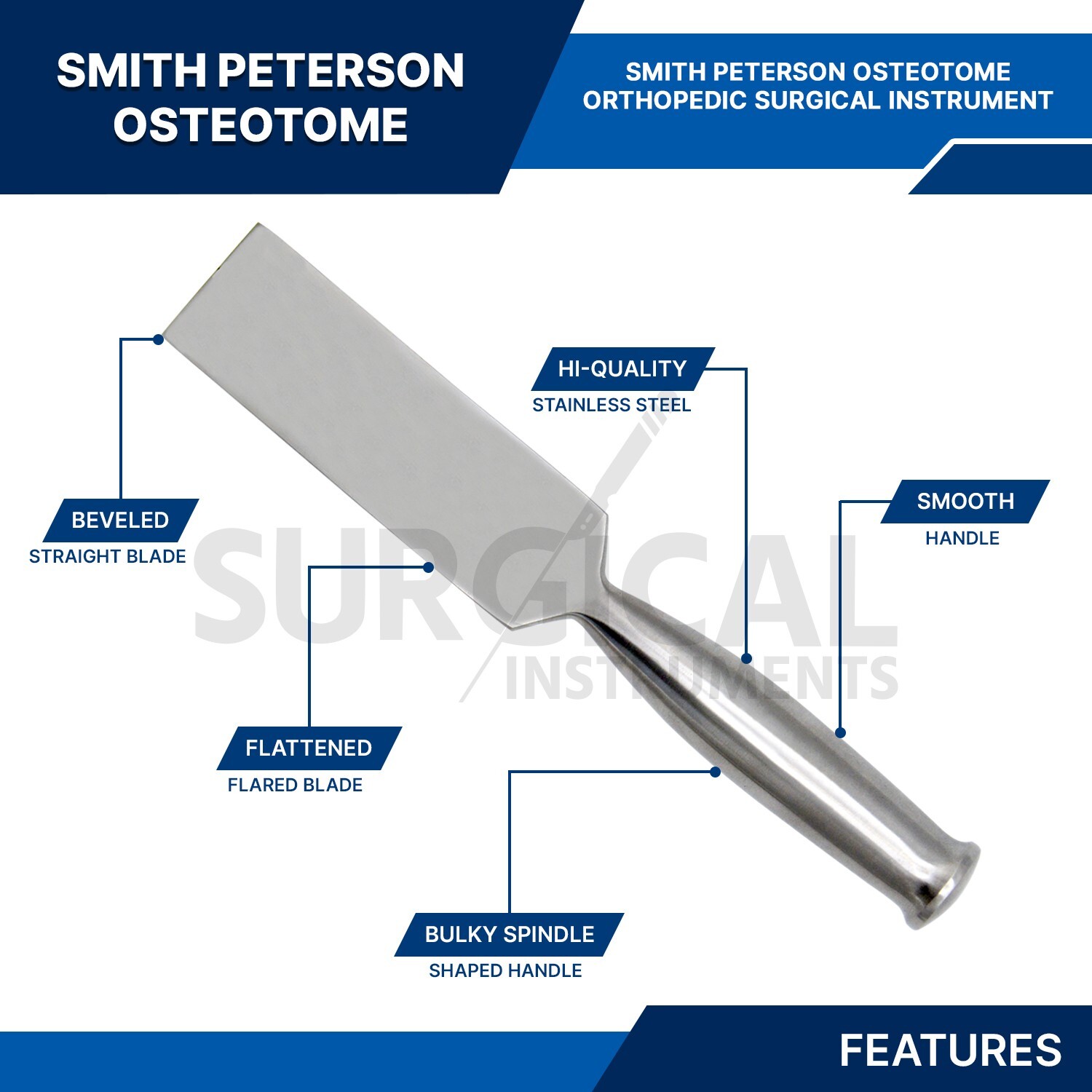7 Pieces Set of Smith-Peterson Osteotomes Orthopedic Surgical German Grade