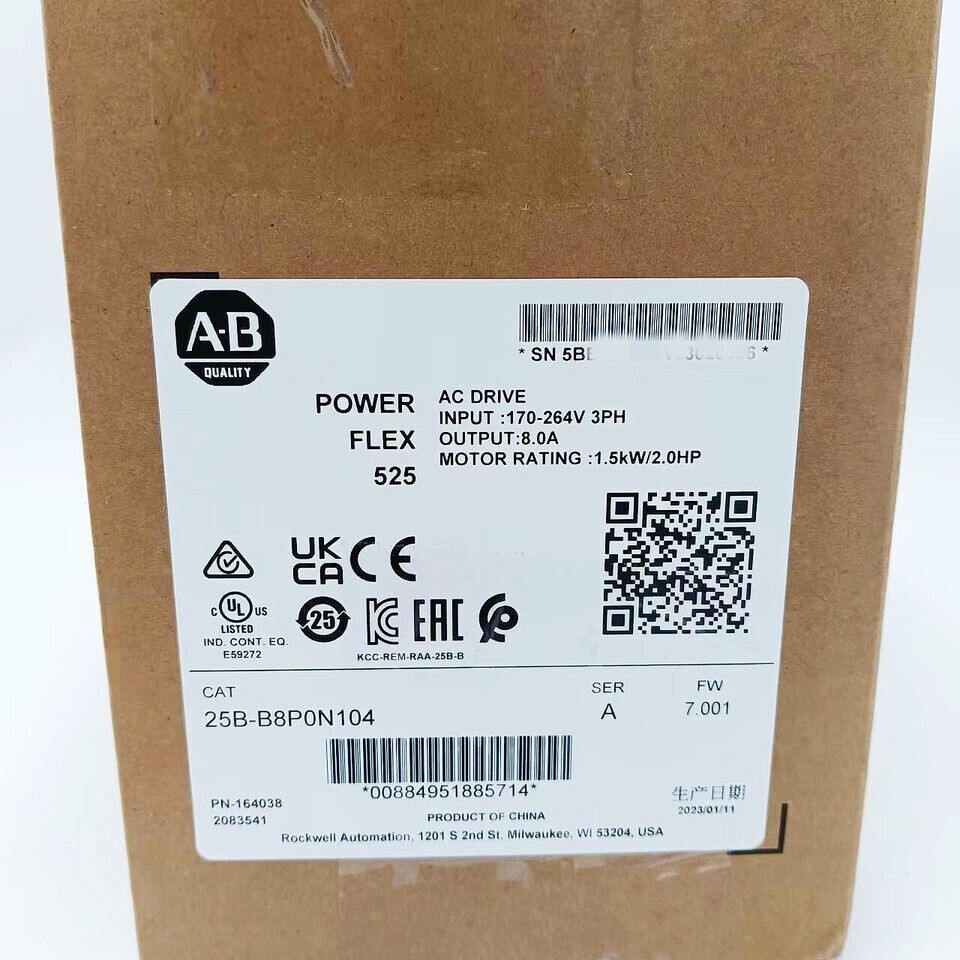 New AB 25B-B8P0N104 PowerFlex 525 Drive 1.5kW 2.0Hp 25B-B8P0N104 US Free Tax