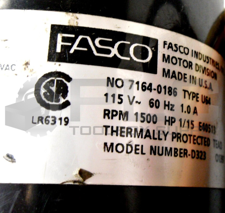 Fasco 7164-0186 Motor Type U64 1500RPM 115V 60HZ 1Amp 1/15HP