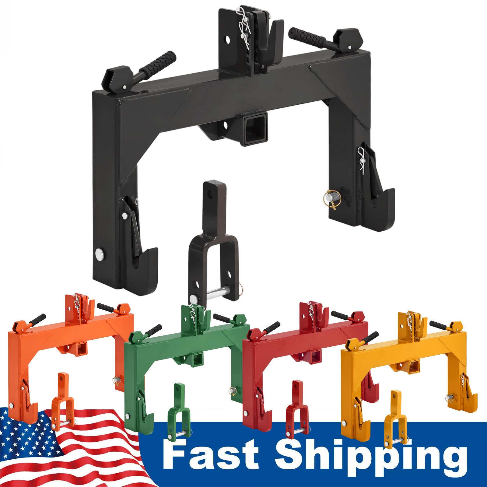 3Point Quick Hitch w/Versatile Adapter 2″ Receiver for Category 1 Tractor 3000lb