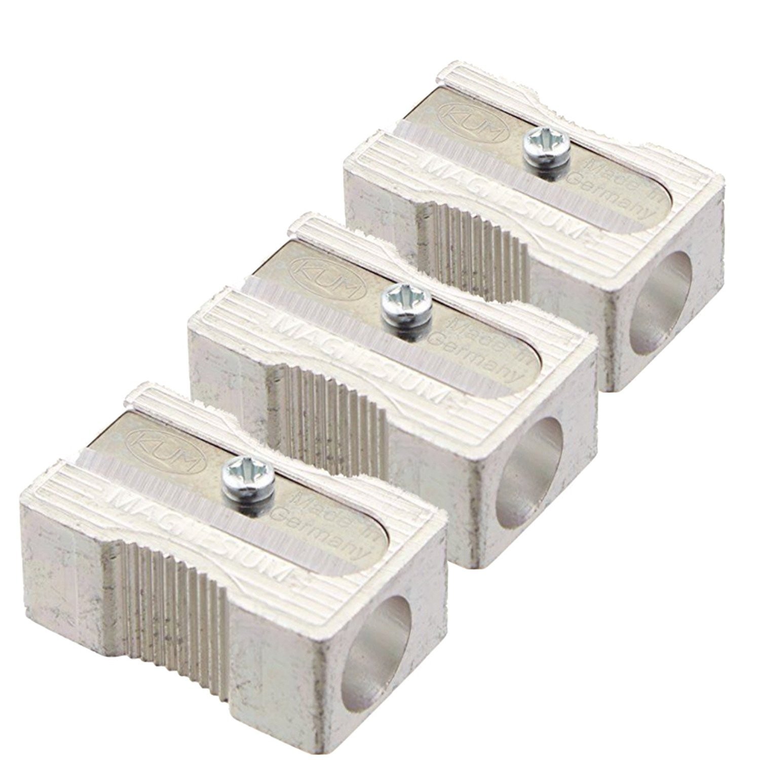 Silver Pencil Sharpener with Magnesium Alloy and High Carbon Steel Blades 1 Pack