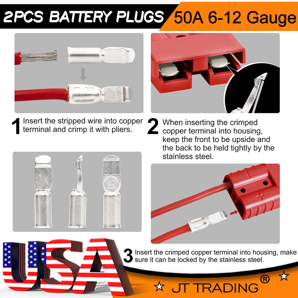 175A/50A Battery Quick Connect Wire Harness Plug Disconnect Winch Connector Kit