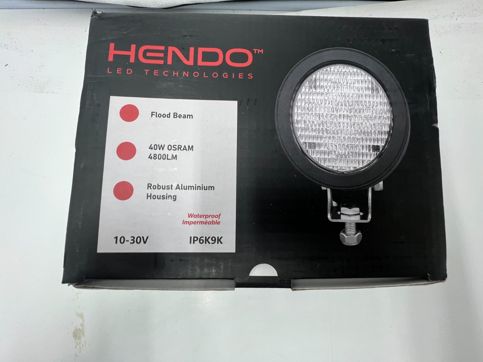 Hendo Work Light Flood Beam 40W OSRAM 4800LM 10-30V Robust Aluminum IP6K9K