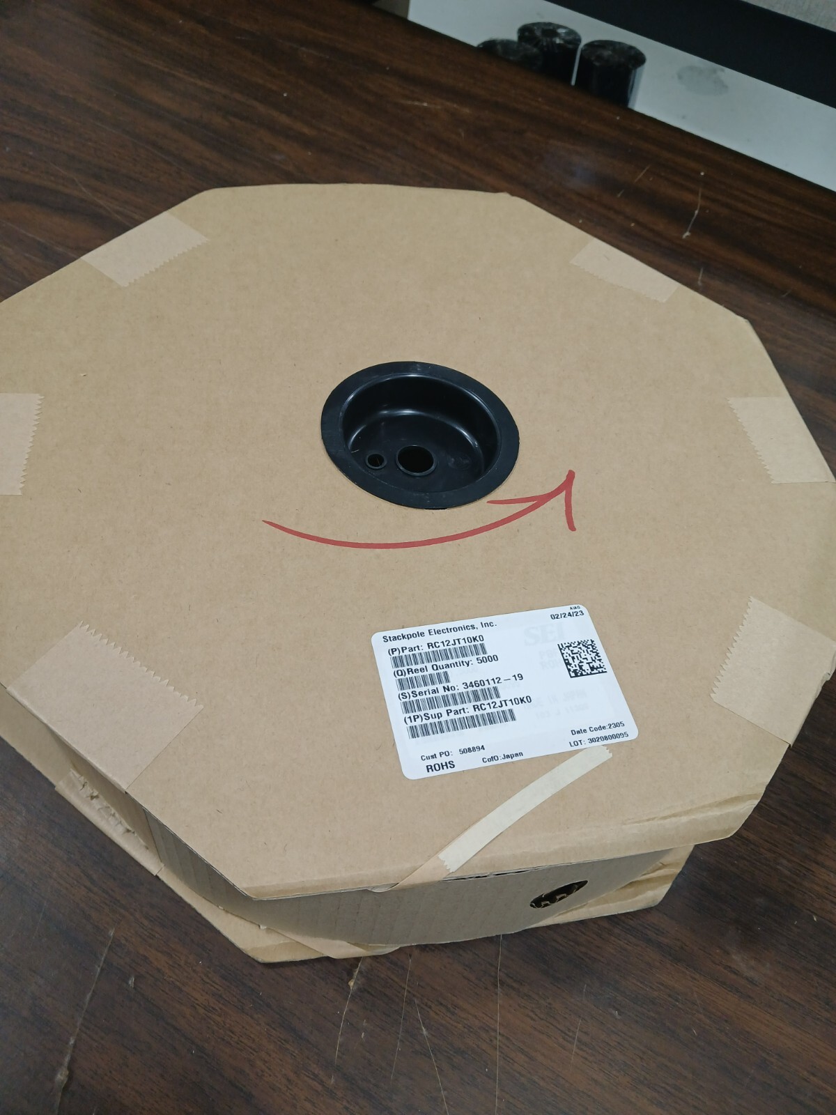 Reel of 5,000 – 10k Ohm Carbon Comp Resistors, 1/2 (.5) Watt, Tolerance ±5 % SEI
