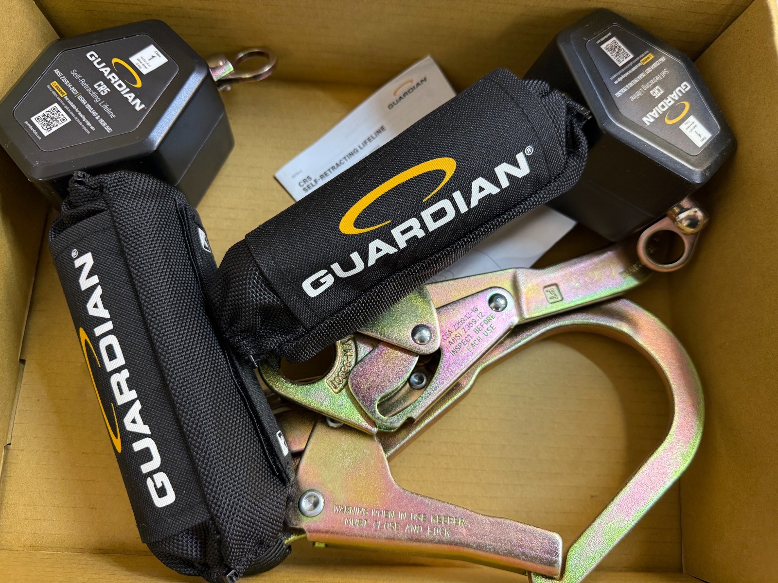 GUARDIAN CR5 Self-Retracting Lifelines Single-Leg, HMPE Webbing Steel Rebar Hook