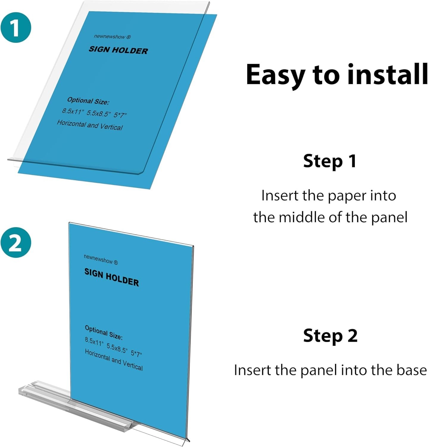 High-Transparency 8.5×11 Acrylic Sign Holders – 6 Pack Double-Sided T Displays