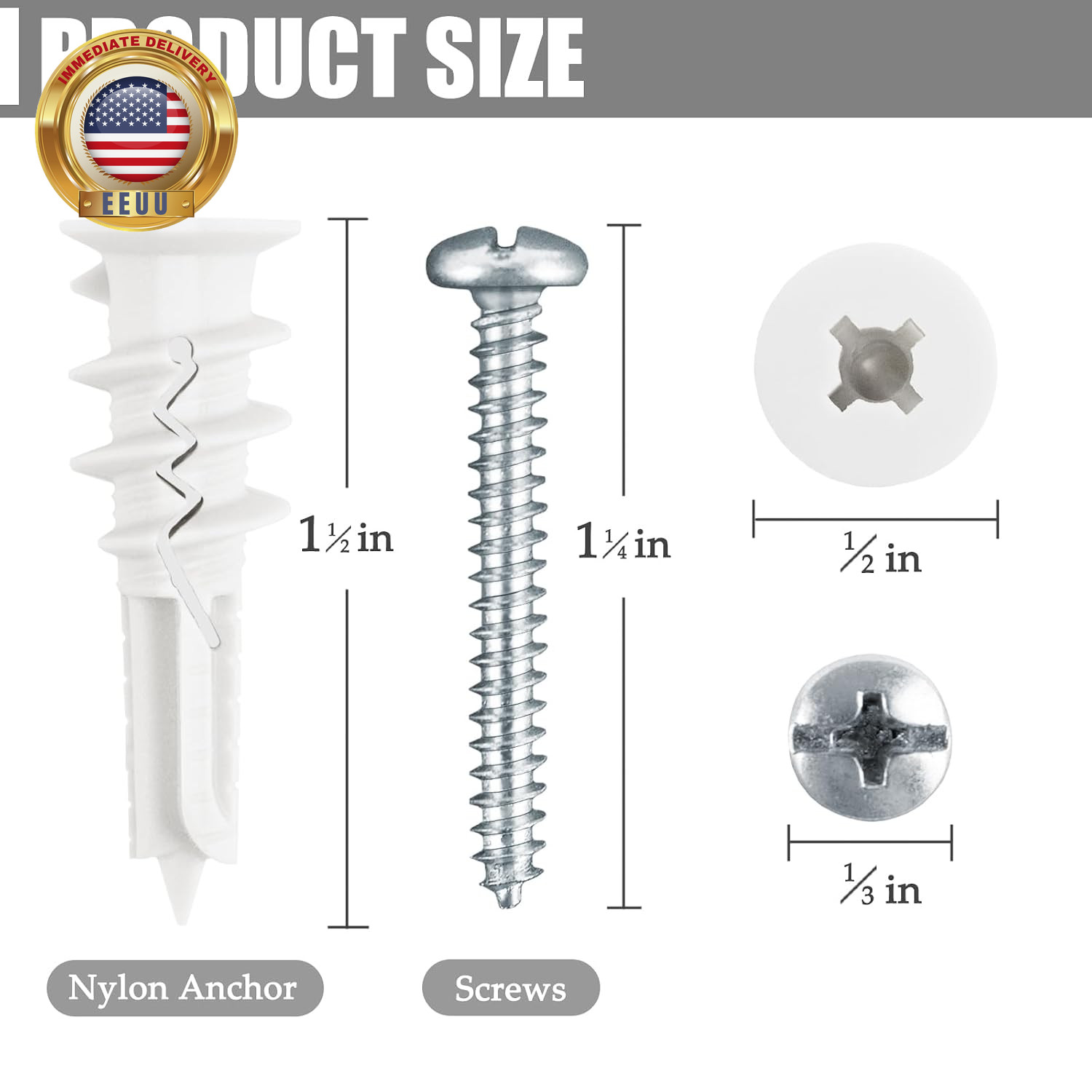 50PCS Nylon Drywall Anchors with Screws Kit, Organized Plastic Pack for Easy Sto