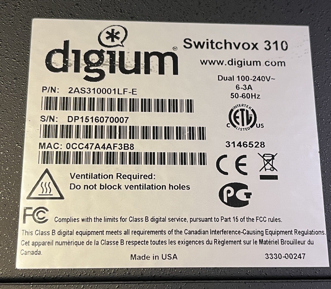 NEW Digium Switchvox 2AS31000LF-E VoIP PBX Appliance Business Phone System