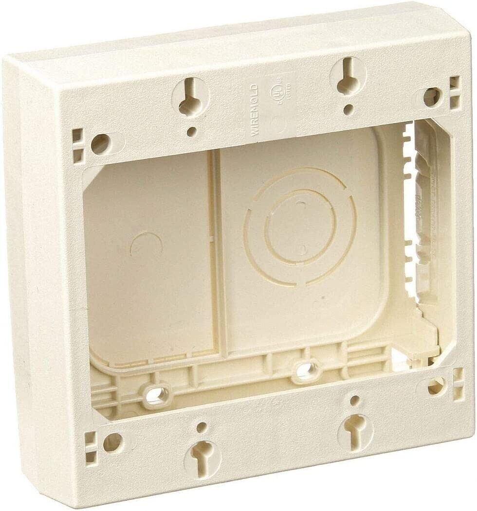 Wiremold 2347-2 2-Gang Straight Device Box, 4-3/4″ x 4-7/8″ x 1-3/8″ PVC 10 pk