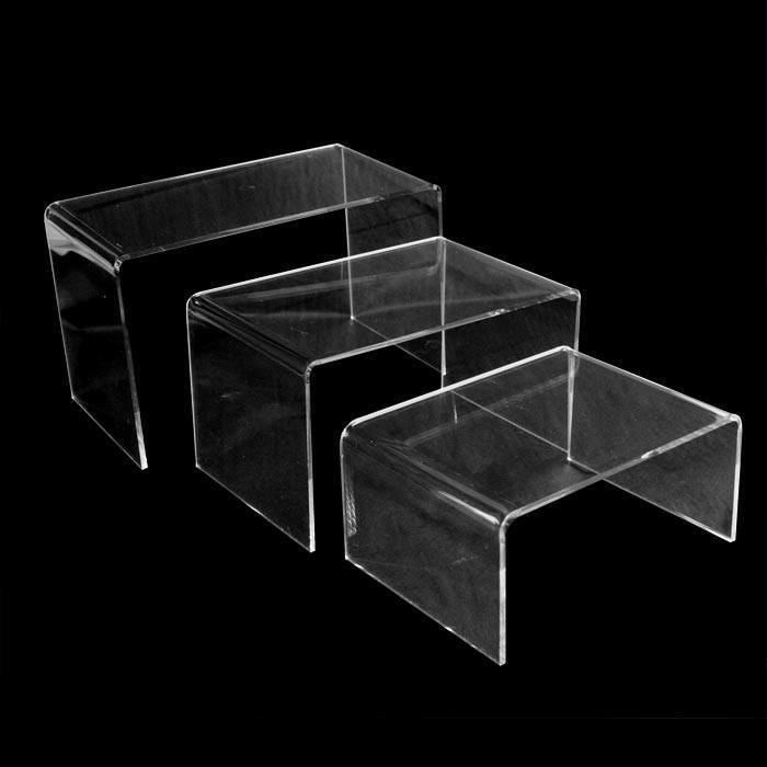 3 Piece Set Small Clear Acrylic Riser Display Shelf Stand Organizer