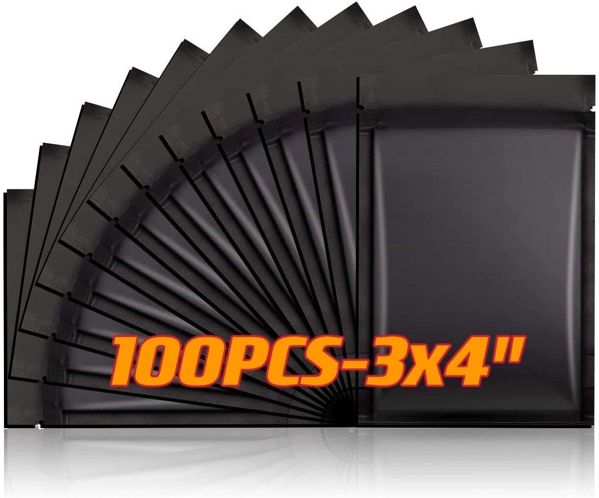 100 Premium 3×4″ Matte Black Small Double-Sided Mylar Foil Zip Storage Bags