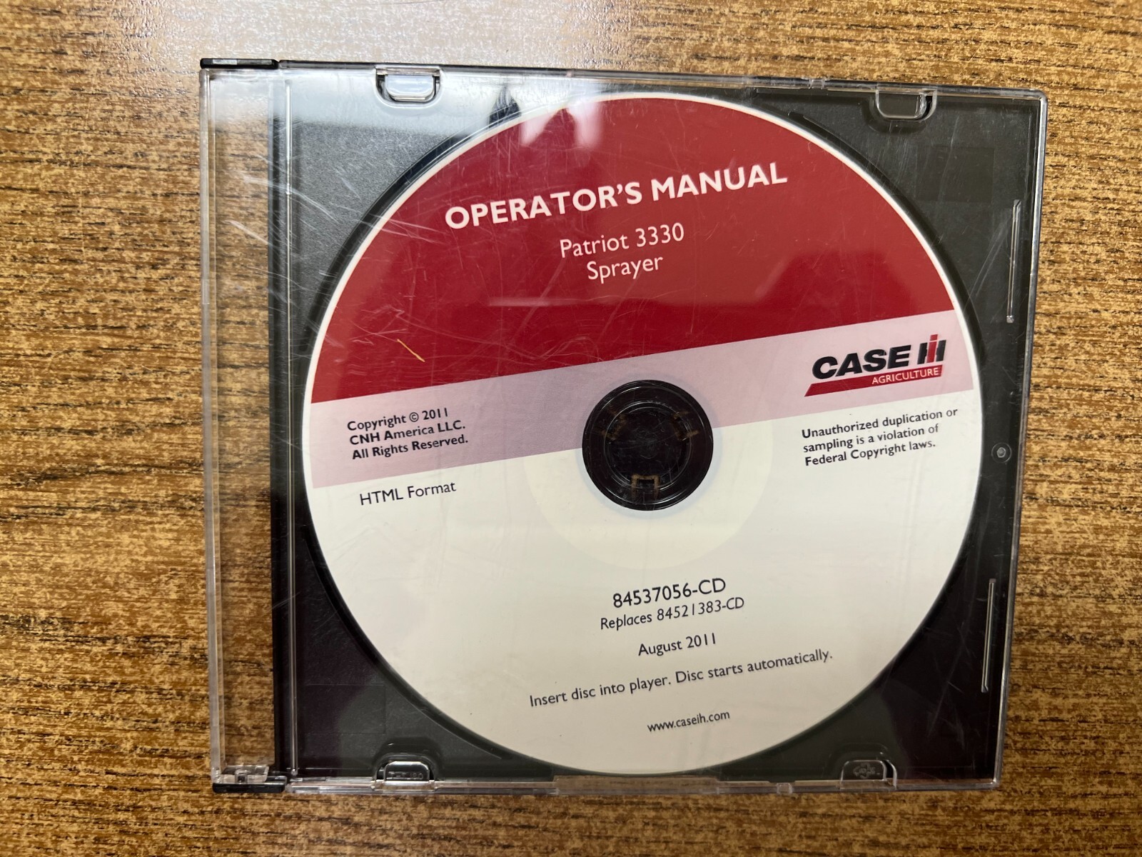 Case IH Operator’s Manual CD for Patriot 3330 Sprayer