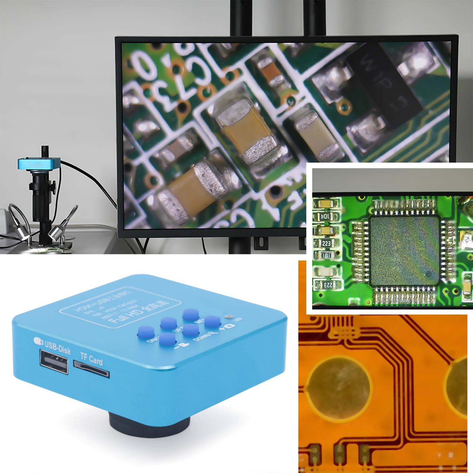 HD 1080p HDMI Industrial Digital Video Microscope Camera C Mount USB Blue NEW !